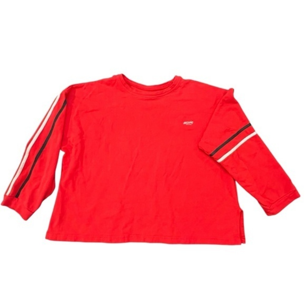 Vintage 80s Raglan Hot Skins Sweatshirt Red Sleeve Stripes‎ Size Large USA Made